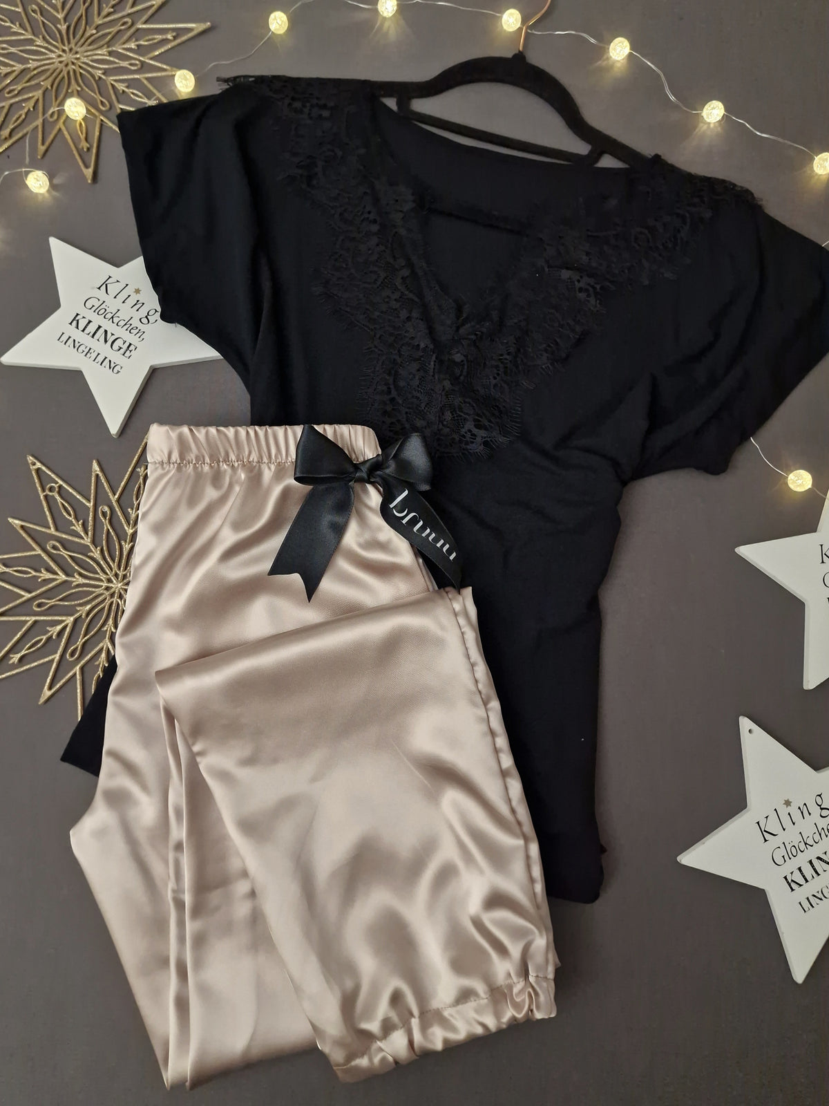 Beige & Black kimono set