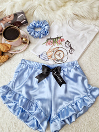 Blue Coffee Short s gumičkou