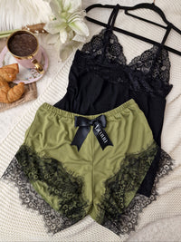 Matcha black top set