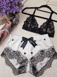 White heart bra set