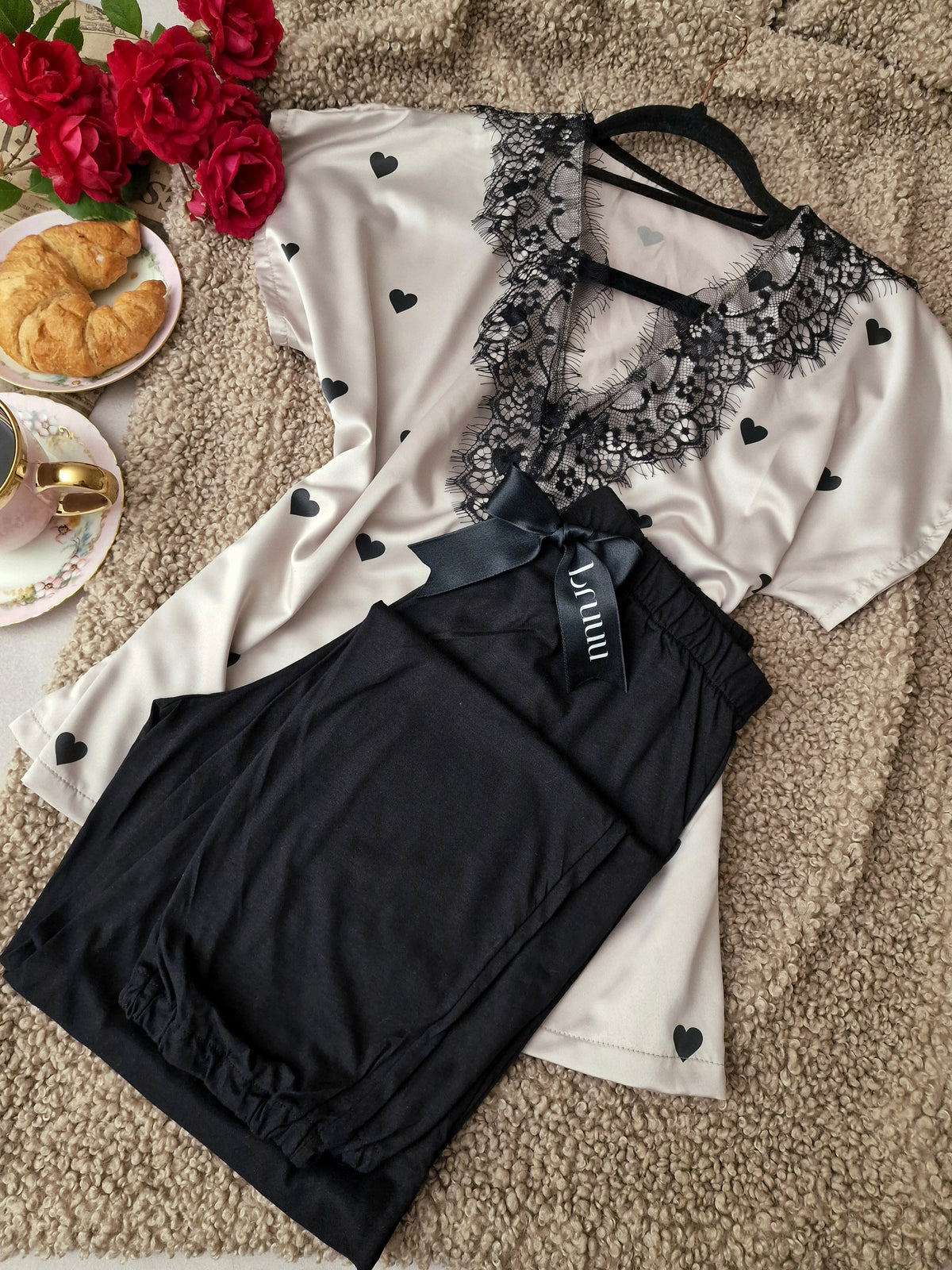 Beige & Black long set